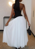 Pleated Slim Fit Sexy Deep V Neck Backless Maxi Dress Wholesale