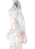 Sexy Sweet Women'S Clothing Suspenders Backless Printed A-Line Skirt Wholesale