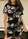 Casual Printed Round Neck Short Sleeve Top Tight Shorts Two-Piece Set