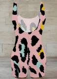 Sexy Leopard Print Patchwork U Neck Skinny Rompers