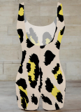 Sexy Leopard Print Patchwork U Neck Skinny Rompers