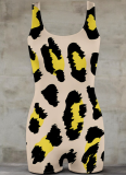 Sexy Leopard Print Patchwork U Neck Skinny Rompers