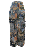 Fashion Trend Jacquard Retro Multi-Pocket Overalls Wholesale