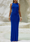 Sexy Slim Fit Glitter Sleeveless Backless Fishtail Beach Cover Up Dress