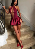 Fashionable Halterneck Lace Dress
