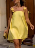 New Sexy Suspender Style Flower Loose Holiday Style Dress