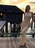 Sexy Slim Fit Glitter Sleeveless Backless Fishtail Beach Cover Up Dress