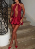 Fashionable Halterneck Lace Dress