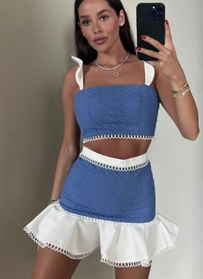 New Sexy Slim Suspender Skirt Holiday Style Two-piece Suit