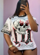 Fashionable Sexy Trendy Letter Print Round Neck Loose Short Sleeves