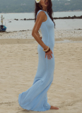 Sexy Slim Fit Glitter Sleeveless Backless Fishtail Beach Cover Up Dress
