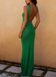 Sexy Slim Fit Glitter Sleeveless Backless Fishtail Beach Cover Up Dress