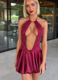 Fashionable Halterneck Lace Dress
