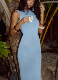 Sexy Slim Fit Glitter Sleeveless Backless Fishtail Beach Cover Up Dress