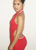 Sexy Hot Girl Sleeveless Solid Color Backless Halter Neck Jumpsuit Shorts