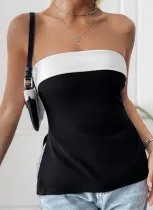 Women's Fashion Tube Top Slim Fit Slit Contrast Color Top Wholesale