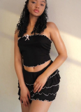 Sexy Tube Top Pleated Cake Skirt Suit