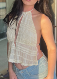 Summer Backless Beautiful Beach Vacation Hot Girl Tops Wholesale
