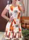 Women's Printed Pleated Short Sleeve Slim Dress Wholesale