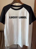 Summer Black And White Stitching Letter Printing Ladies Short-Sleeved T-Shirt Wholesale