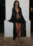 New Sexy Mesh Cardigan Ruffled Beach Dress