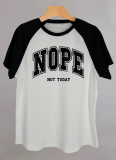 Summer Black And White Stitching Letter Printing Ladies Short-Sleeved T-Shirt Wholesale