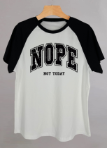 Summer Black And White Stitching Letter Printing Ladies Short-Sleeved T-Shirt Wholesale