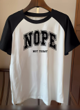 Summer Black And White Stitching Letter Printing Ladies Short-Sleeved T-Shirt Wholesale
