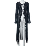 New Sexy Mesh Cardigan Ruffled Beach Dress