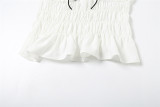 Sexy V-neck Pleated Camisole With Hip Skirt Suit