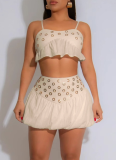 Sexy Off Shoulder Suspender Top High Waist Mini Skirt Set
