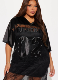 Fashion Loose V-neck Lace Splicing Casual Loose Short Sleeve Dress Wholesale