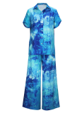 Fashion Printed Short Sleeve Shirt Straight Pants Two Sets Wholesale