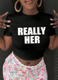 Casual Slim Letter Hot Girl Short Sleeve T-shirt Tee Top