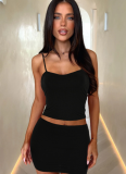 Fashionable All-Match Leopard Print Camisole Mini Skirt Two-Piece Set Wholesale