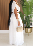 Casual Holiday Style Lapel Short Top High Waist Wide Leg Pants Two Piece Set Wholesale