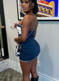 Fashionable and Sexy Tube Top Letter Print Slim Short Dress
