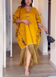 Casual Loose Printed Tassel Skirt Dress