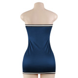Fashionable and Sexy Tube Top Letter Print Slim Short Dress
