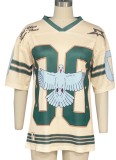 Fashion Retro Loose Casual T-Shirt Contrast Color Street Long Version Sports Jersey Wholesale