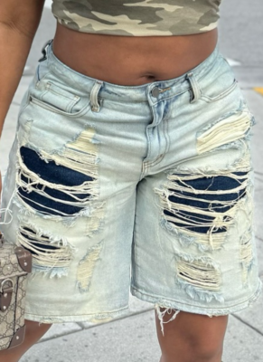 Fashion Street Style Washed Distressed Ripped Patchwork Jeans Wholesale