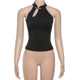 Personalized Chinese Style Solid Color Slim Fit Sexy Sleeveless T-shirt Vest