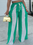 Fashion Casual High Waist Contrast Color Stitching Wide Leg Trousers For Women