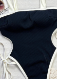 Bikini Contrast Hollow Strap One-Piece Swimsuit
