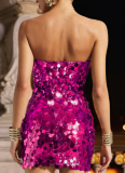 Women'S Sexy Tube Top Backless Sequined Dress