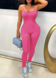 Simple And Comfortable Ribbed Suspender Backless Hip-Lifting Jumpsuit