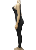 Simple And Comfortable Ribbed Suspender Backless Hip-Lifting Jumpsuit