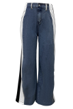 Leopard Print Straight Washed Denim Trousers Wholesale