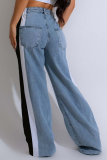 Leopard Print Straight Washed Denim Trousers Wholesale