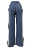 Leopard Print Straight Washed Denim Trousers Wholesale